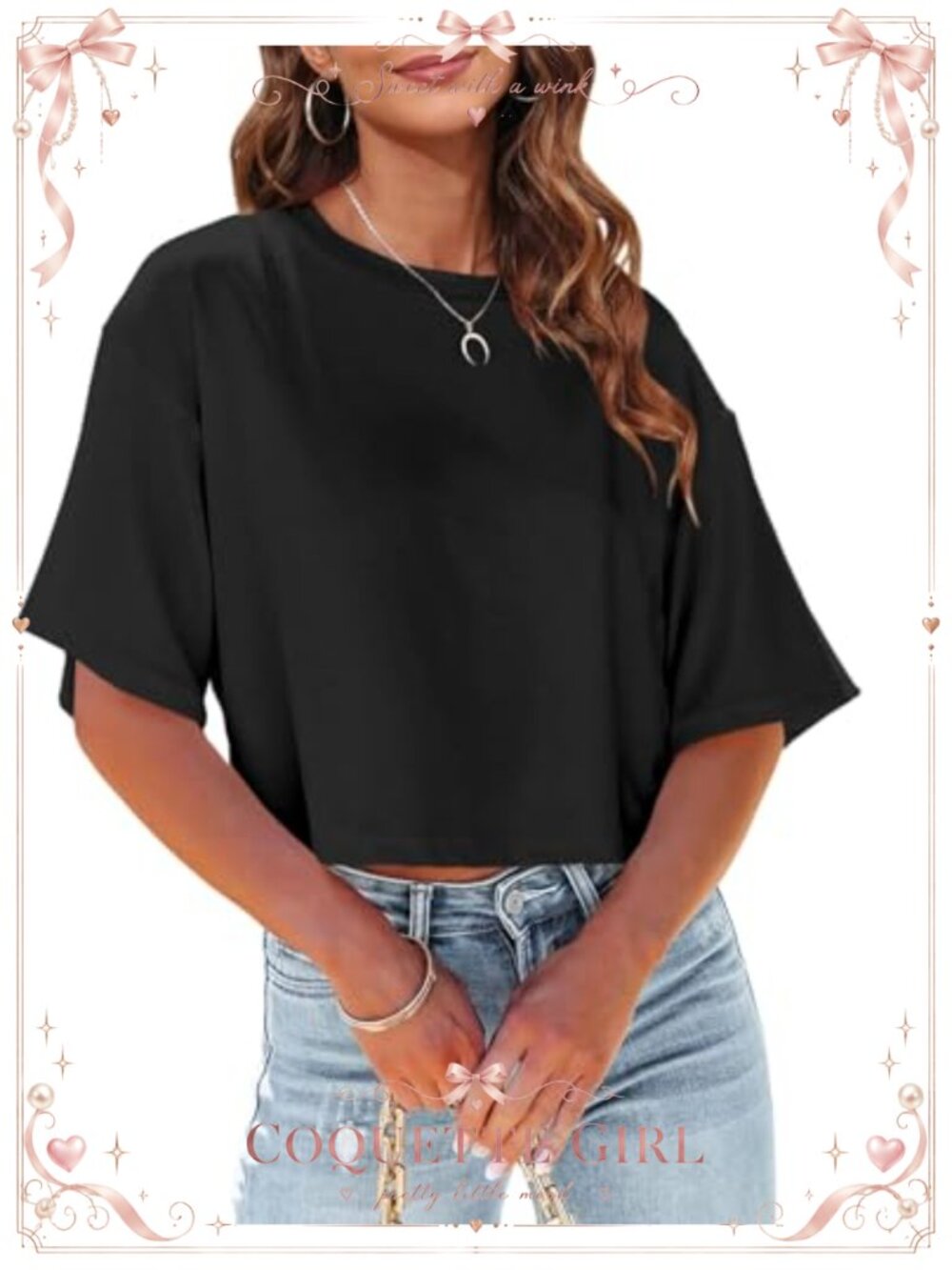 Women's Half Sleeve Cropped T-Shirt Drop Shoulder Round Neck Casual Top